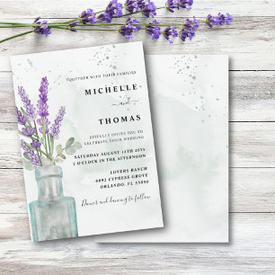 Convite Casamento Boho Aquarela Eucalipto e Lavanda