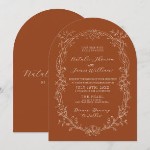 Convite Casamento Boho Arqueado de Terracota Queimada Lara