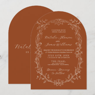 Convite Casamento Boho Arqueado de Terracota Queimada Lara