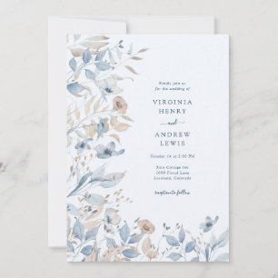 Convite Casamento Boho Azul de Flor Silvestre