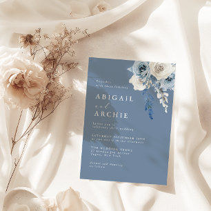 Convite Casamento Boho Azul Dusty Bloom
