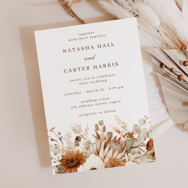 Convite Casamento Boho Blooms (Criador carregado)