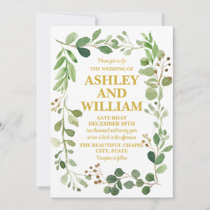 Convite Casamento Boho Bohemian Boho Greenery, Branco e Do