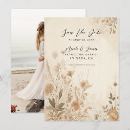 Convite Casamento Boho Botânico Floral Delicado Vintage