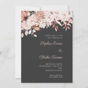 Convite Casamento Boho Branco Floral Cinza Seixos de Inver