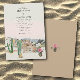 Convite Casamento Boho Cacto Deserto Aquarela