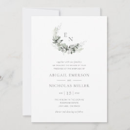 Convite Casamento Boho Chic com Eucalipto em Aquarela