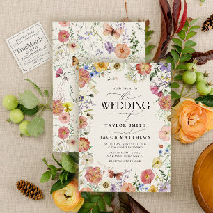 Convite Casamento Boho Chic com Flores Silvestres Modernas