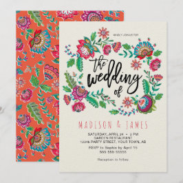 Convite Casamento Boho Chic de Laranja Bohemia Flores