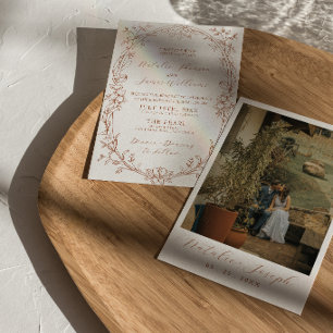 Convite Casamento Boho Chic de Terracota Laranja Queimada