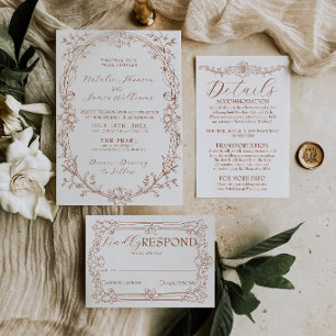 Convite Casamento Boho Chic de Terracota Laranja Queimada