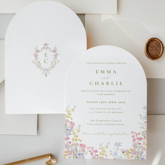 Convite Casamento Boho Chic Jardim Flores Silvestres Prima (Criador carregado)