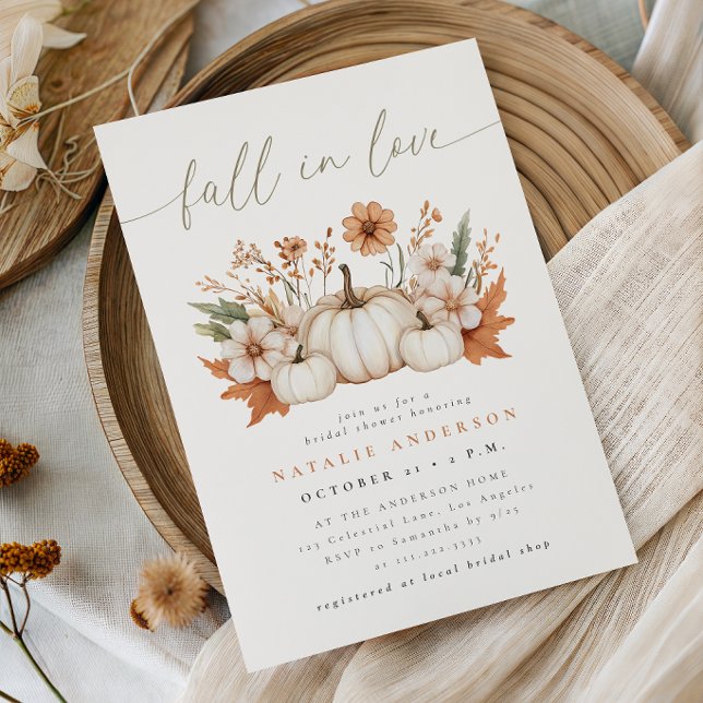 Convite Casamento Boho com Abóbora no Outono (Criador carregado)