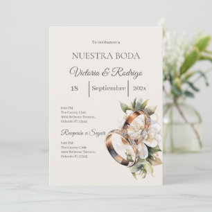Convite Casamento Boho com Anéis