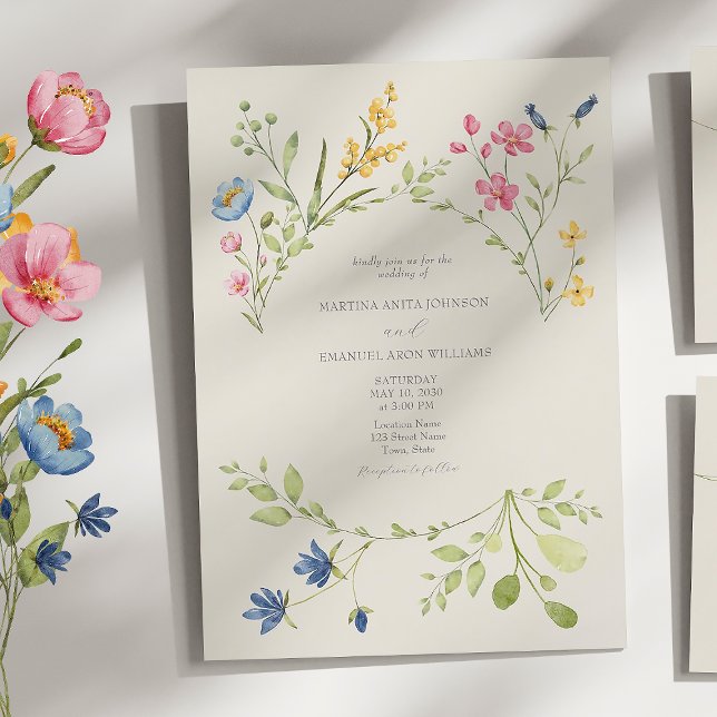 Convite Casamento Boho com Flores Silvestres (Criador carregado)