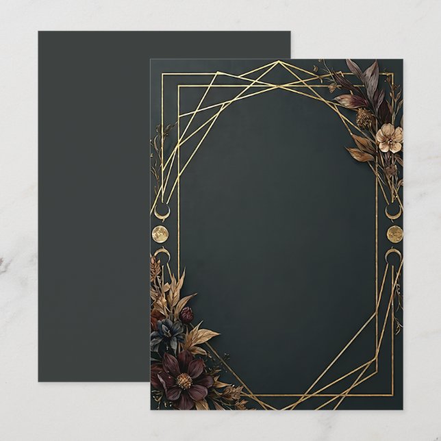 Convite Casamento Boho Dark Academia  (Frente/Verso)