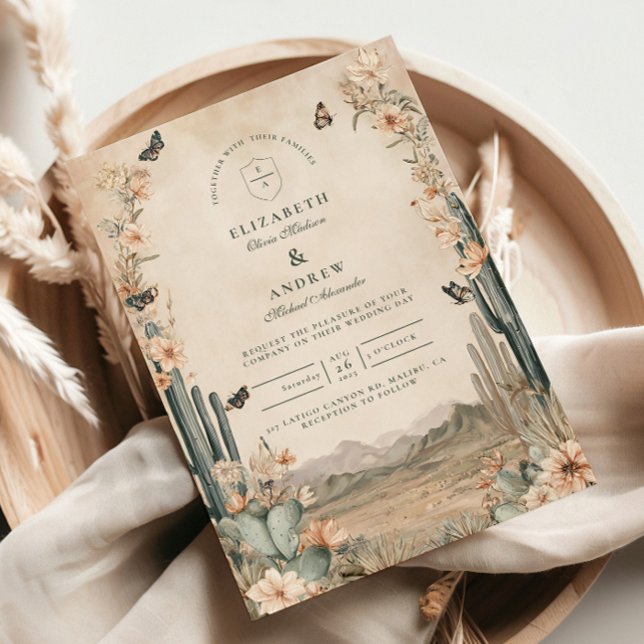 Convite Casamento Boho de Cacto no Deserto (Criador carregado)