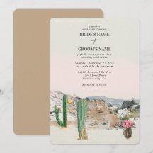 Casamento Boho de Cacto no Deserto em Aquarela