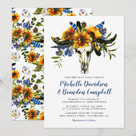 Convite Casamento Boho de Campo Rústico Azul Marinho Giras