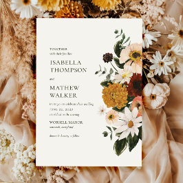 Convite Casamento Boho de Flor Silvestre de Outono