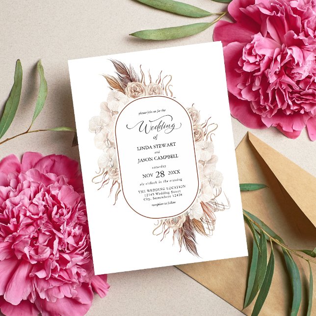 Convite Casamento Boho de Flores de Outono (Criador carregado)