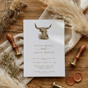 Convite Casamento Boho de Grama das Pampas Rústico Ocident