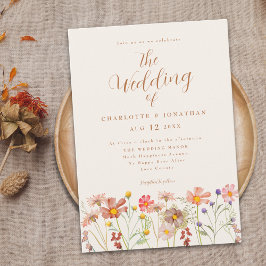 Convite Casamento Boho de Outono com Flores Silvestres