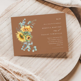 Convite Casamento Boho de Outono com Girassóis e Eucalipto