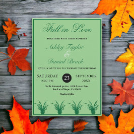 Convite Casamento Boho de Outono Elegante Rústico Verde Sa