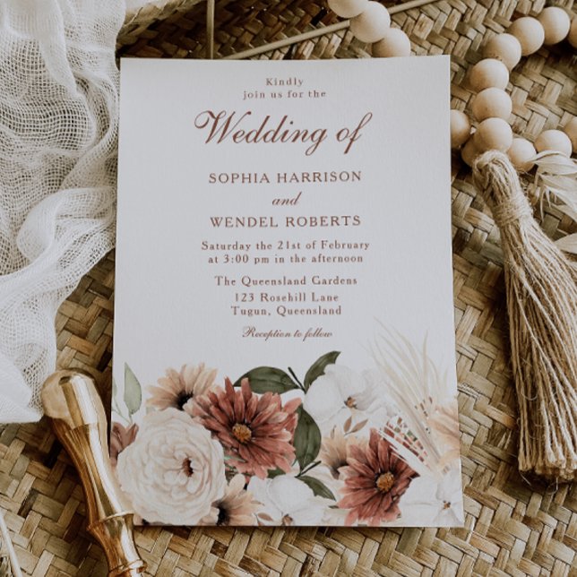 Convite Casamento Boho Elegante Atemporal (Criador carregado)