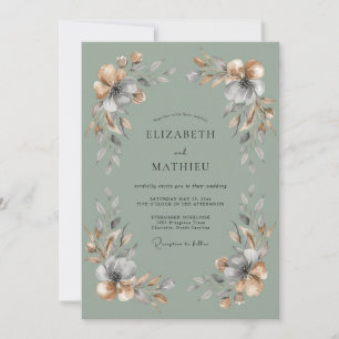 Convite Casamento Boho Etéreo em Verde Sálvia