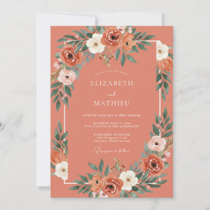 Convite Casamento Boho Exuberante de Terracota
