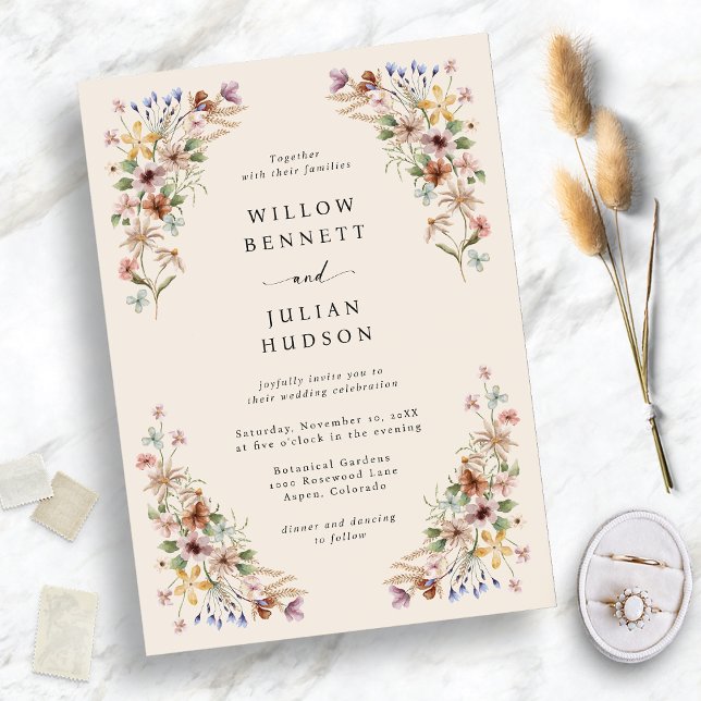 Convite Casamento Boho Flor Silvestre (Wildflower Boho Wedding Invitation
)