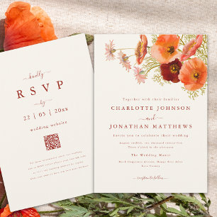 Convite Casamento Boho Floral de Outono