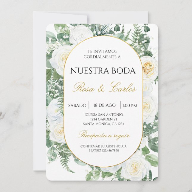 Convite Casamento Boho Floral de Primavera Espanhol (Frente)
