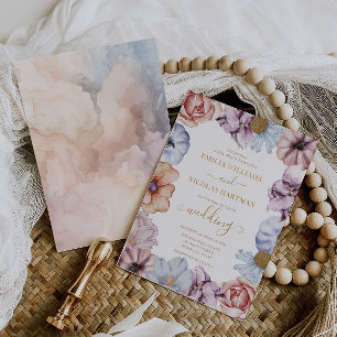 Convite Casamento Boho Floral Elegante de Outono