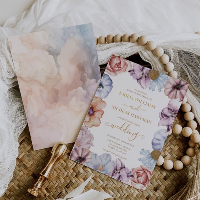 Convite Casamento Boho Floral Elegante de Outono (Criador carregado)