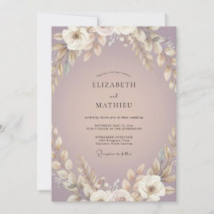 Convite Casamento Boho Folhagem Pó de Pluma