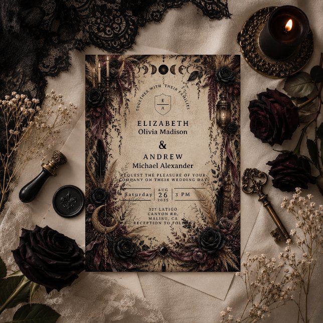 Convite Casamento Boho Goth (Criador carregado)