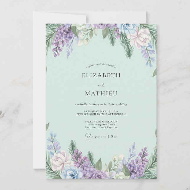 Convite Casamento Boho Hortênsia Amethyst Wisteria (Frente)