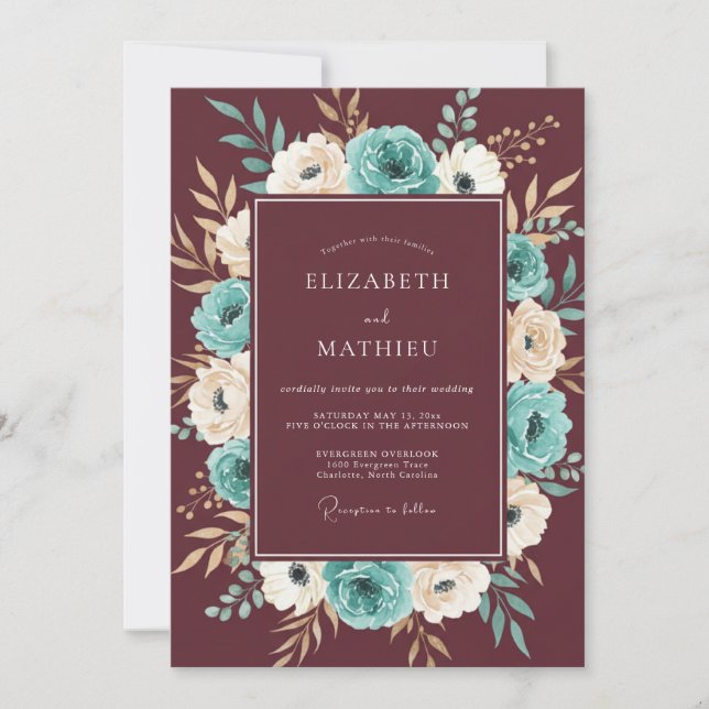 Convite Casamento Boho Intrincado Marrom (Frente)