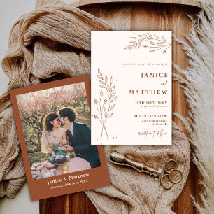 Convite Casamento Boho Laranja Queimado de Terracota Minim