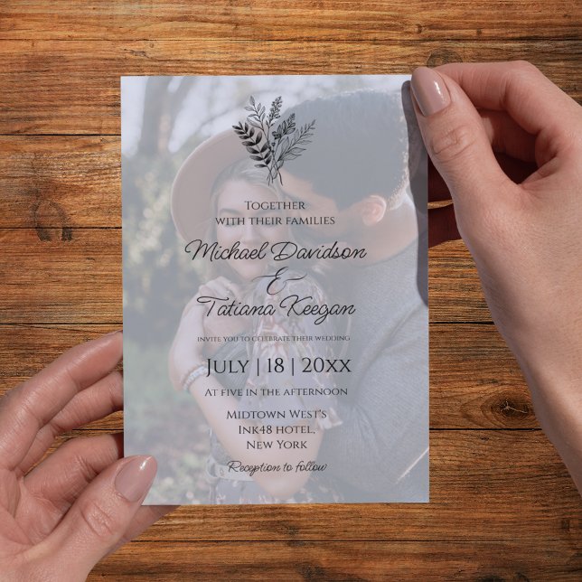 Convite Casamento Boho Minimalista Romântico com Foto Desb (Criador carregado)