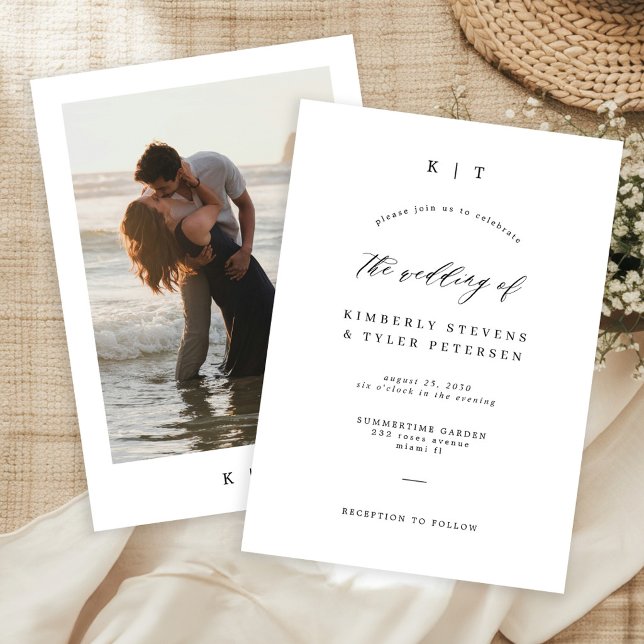 Convite Casamento boho minimalista simples (Criador carregado)