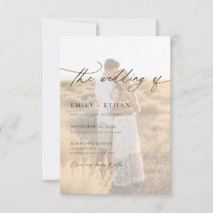 Convite Casamento Boho Moderno com Sobreposição de Vellum 