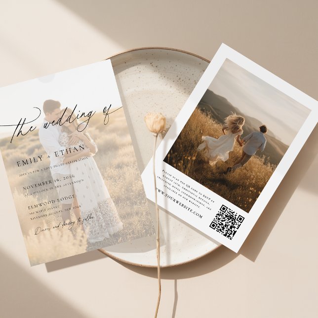 Convite Casamento Boho Moderno com Sobreposição de Vellum  (Criador carregado)
