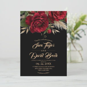 Convite Casamento Boho Moderno Floral Rosa Elegante