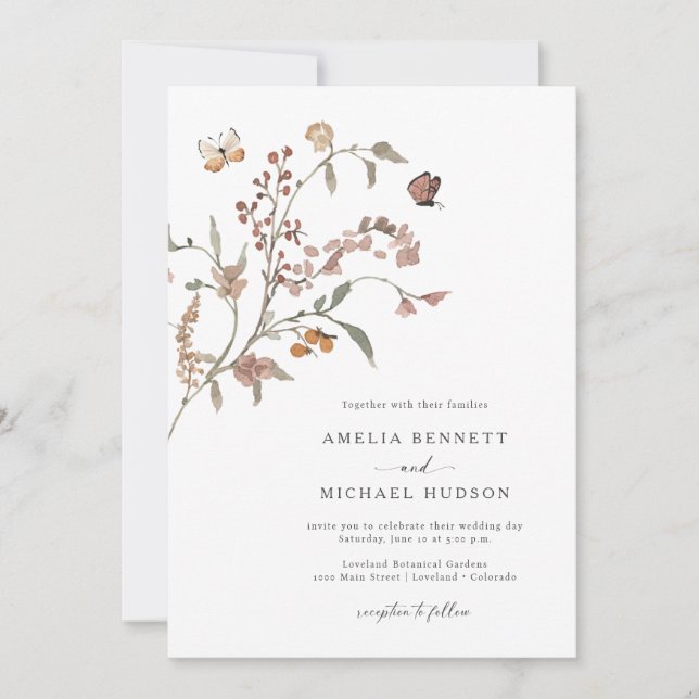 Convite Casamento Boho Neutro (Frente)