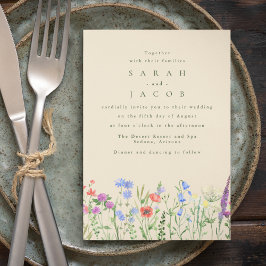 Convite Casamento Boho no Jardim com Flores Silvestres da