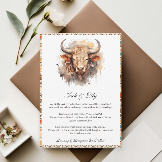 Convite Casamento Boho Ocidental (Criador carregado)